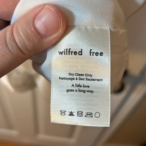 Wilfred Free White Rayon Crop Top Black Lace Trim Medium y2k style - Picture 4 of 6